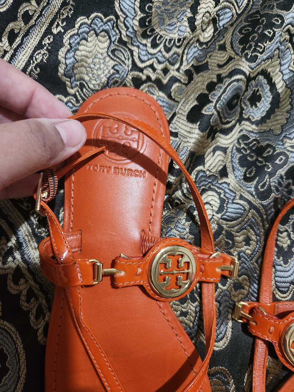 Tory Burch Miller Sandals in Bright Orange - Picture 4 of 8